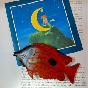 Vintage Barrette Hair Accessories Bobby Pin Clip Large Wood Fish 🐟🐠🐟 1990s